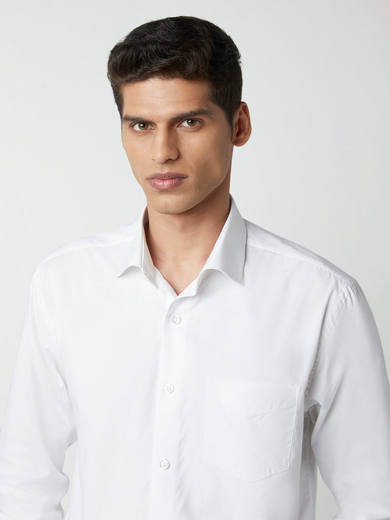 WES Formals White Relaxed-Fit Shirt