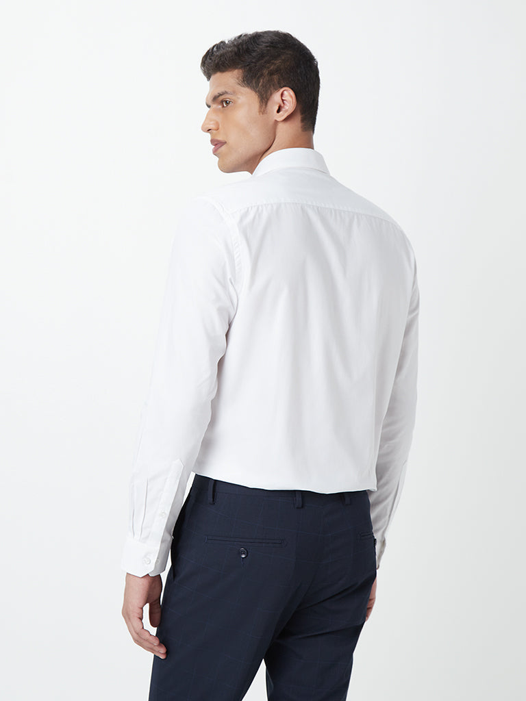 WES Formals White Cotton Slim-Fit Shirt