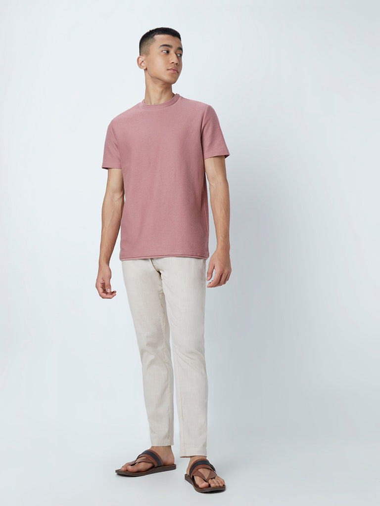 ETA Dusty Pink Ribbred Slim-Fit T-Shirt