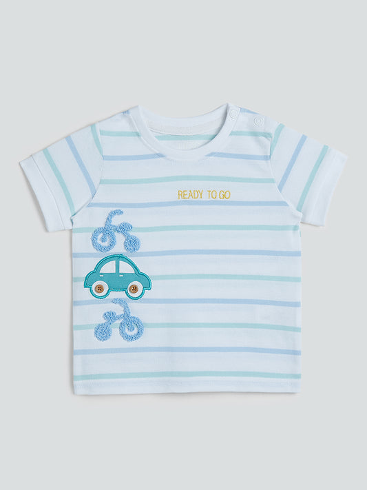 HOP Baby White Striped T-Shirt