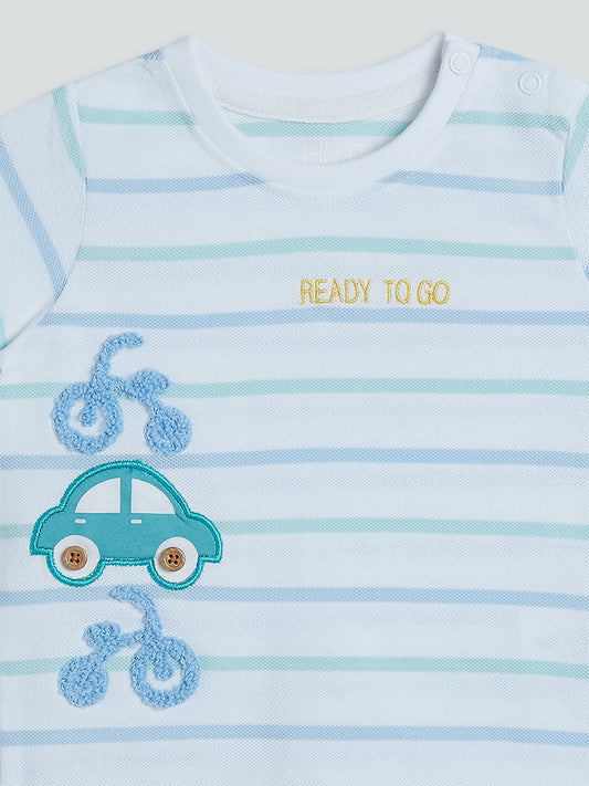 HOP Baby White Striped T-Shirt