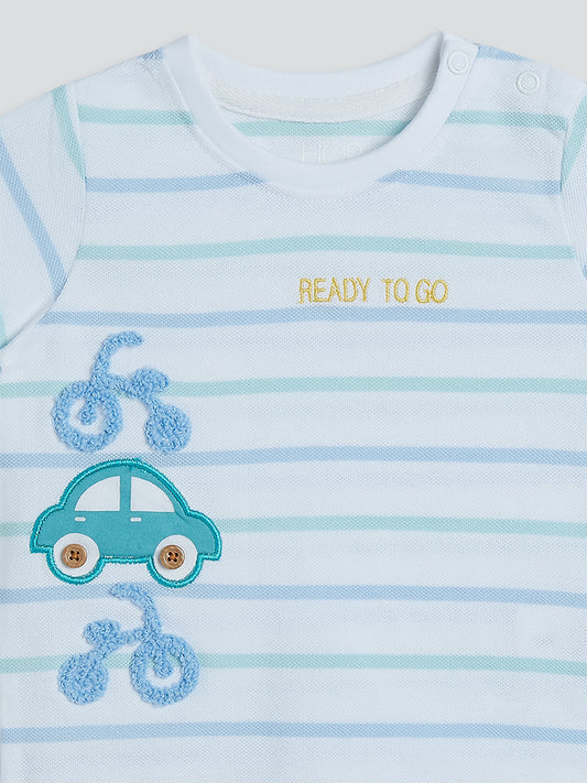 HOP Baby White Striped T-Shirt