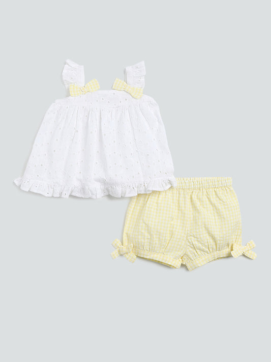 HOP Baby Yellow Checkered Shorts and Top Set