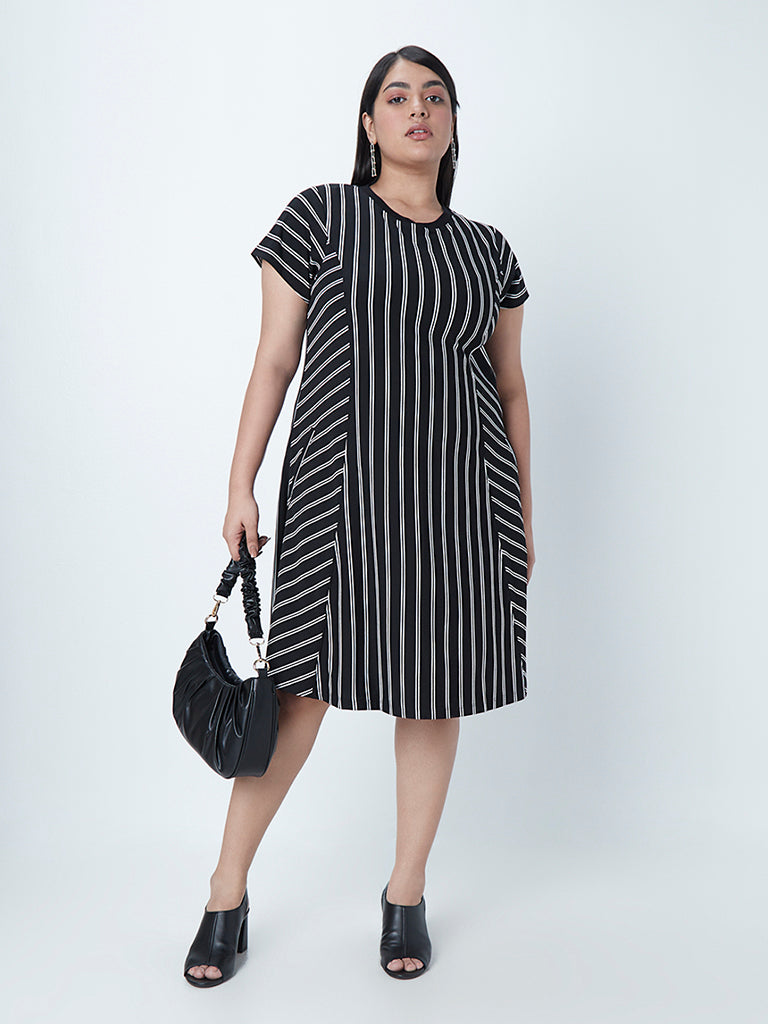 Gia Curves Black Striped Dress