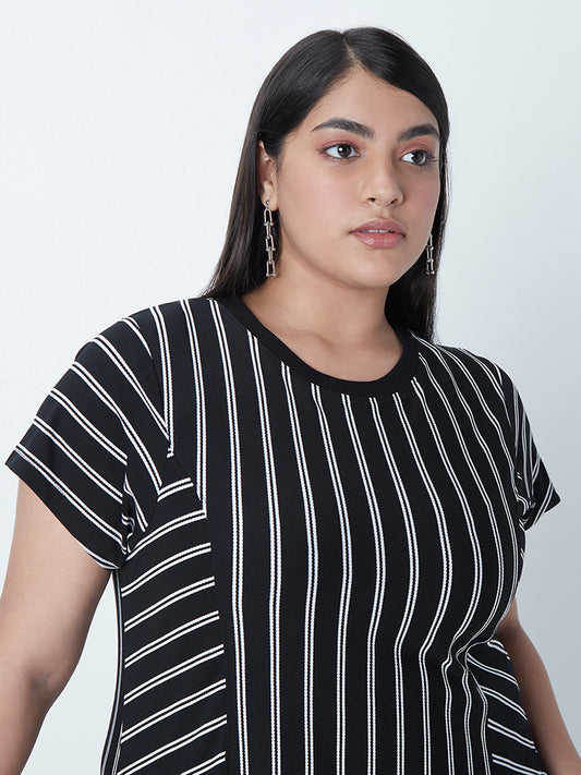 Gia Curves Black Striped Dress