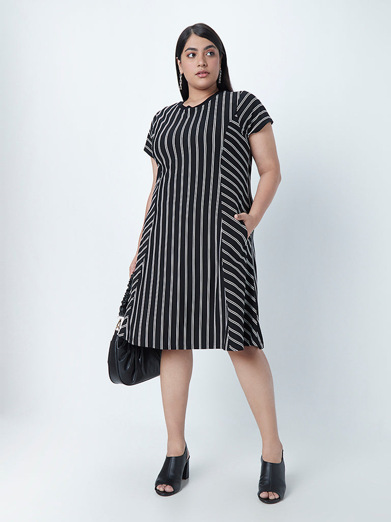 Gia Curves Black Striped Dress