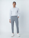 WES Formals Light Grey Checkered Slim-Fit Shirt