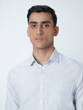WES Formals Light Grey Checkered Slim-Fit Shirt