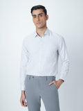 WES Formals Light Grey Checkered Slim-Fit Shirt