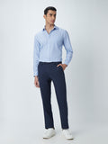 WES Formals Blue Checkered Relaxed-Fit Shirt