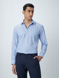 WES Formals Blue Checkered Relaxed-Fit Shirt