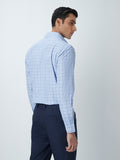 WES Formals Blue Checkered Relaxed-Fit Shirt