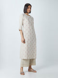 Zuba Beige Scalloped Pattern Palazzos