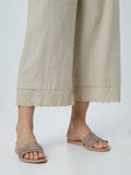 Zuba Beige Scalloped Pattern Palazzos