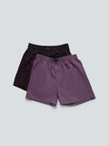 WES Lounge Purple Relaxed-Fit Boxers Pack Of Two