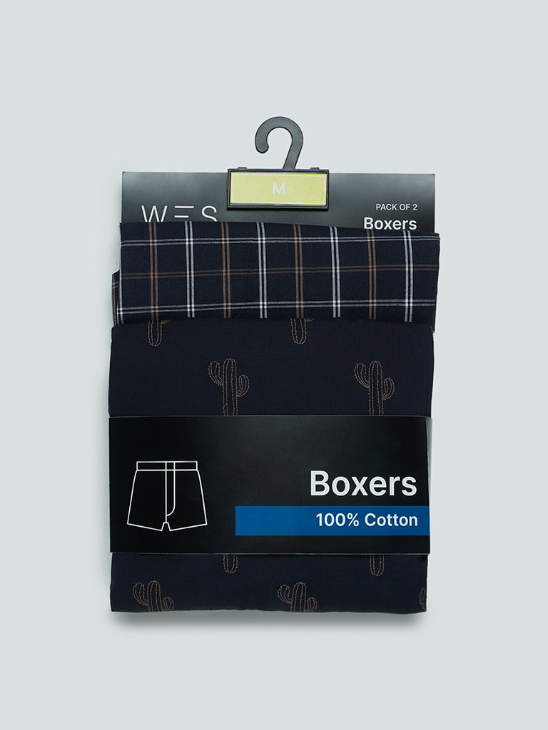 WES Lounge Navy Relaxed Fit Boxers Set of Two