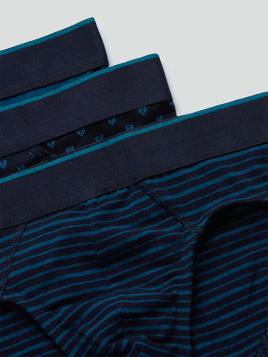 WES Lounge Teal Printed Briefs Pack Of Three