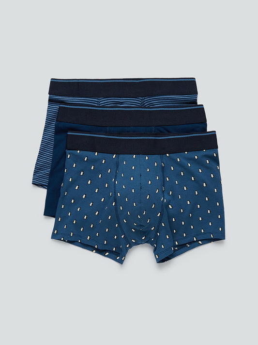 WES Lounge Indigo Printed Trunks Set Of Three