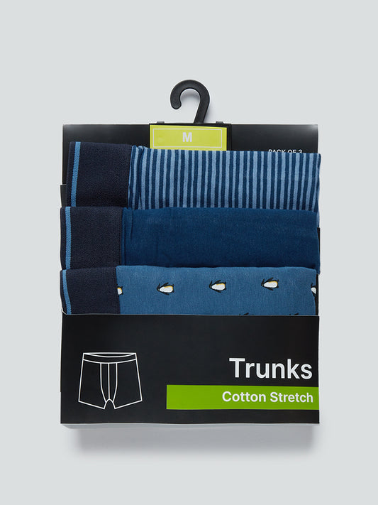 WES Lounge Indigo Printed Trunks Set Of Three