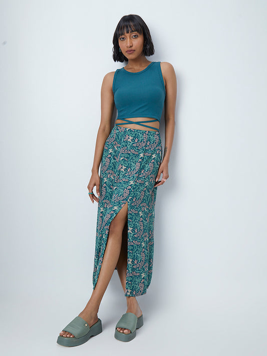 Nuon Teal Tie-Up Detailed Top