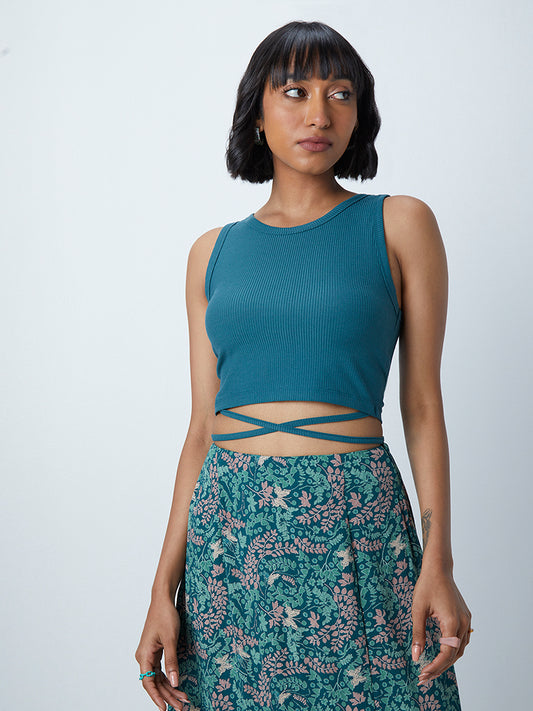 Nuon Teal Tie-Up Detailed Top