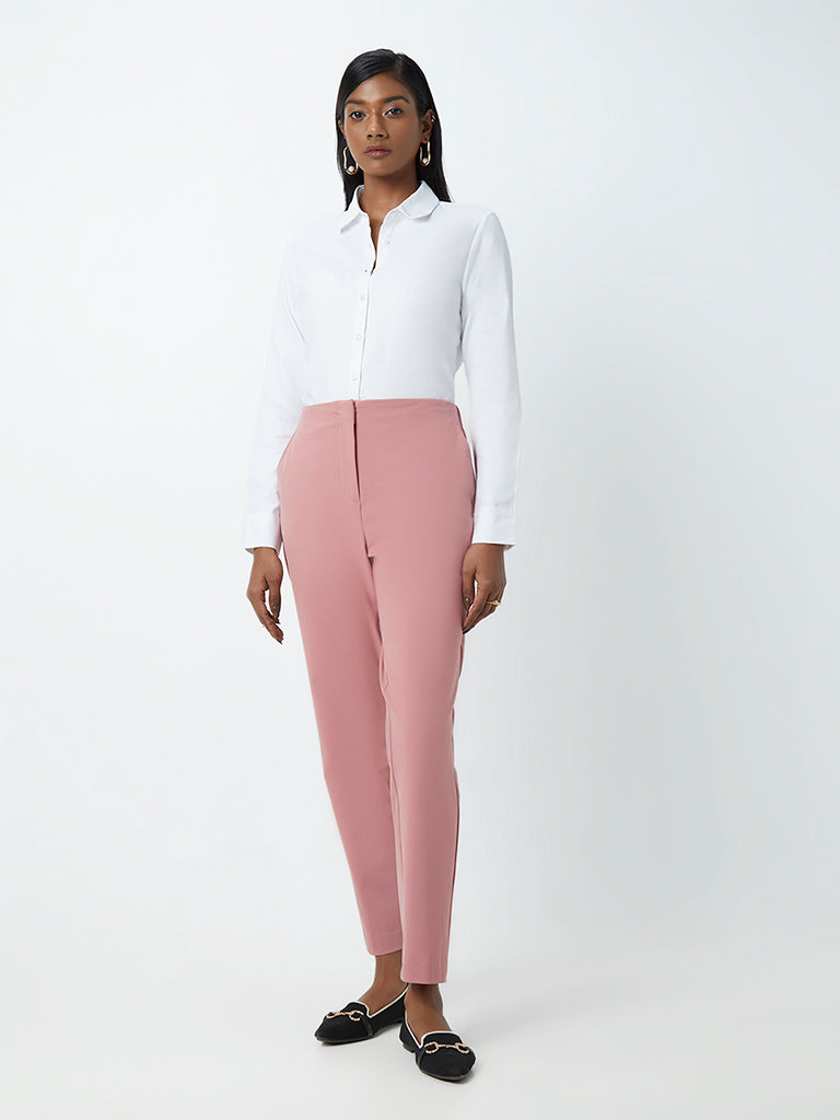 Shop Wardrobe Dusty Pink Tapered Trousers Online  Westside