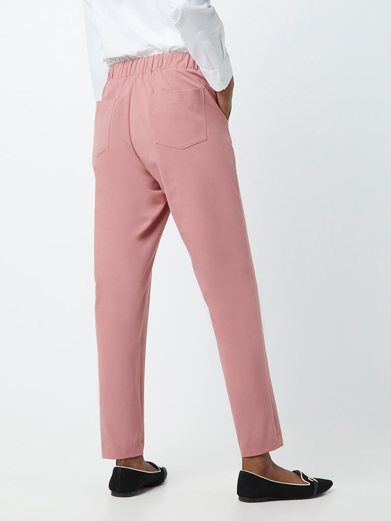 Salmon Cotton Tapered Trousers  Buy Salmon Cotton Tapered Trousers for  Women Online