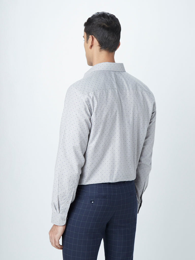 WES Formals Grey Printed Relaxed-Fit Shirt