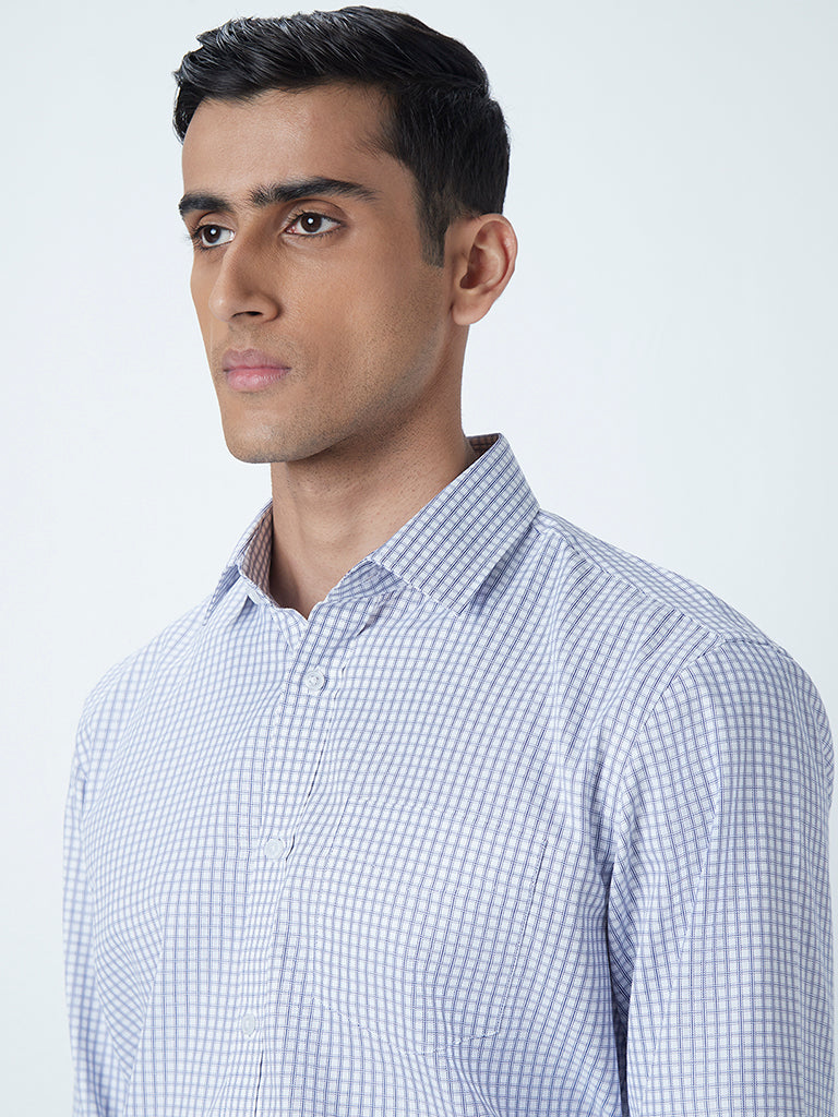 WES Formals White Checkered Relaxed-Fit Shirt
