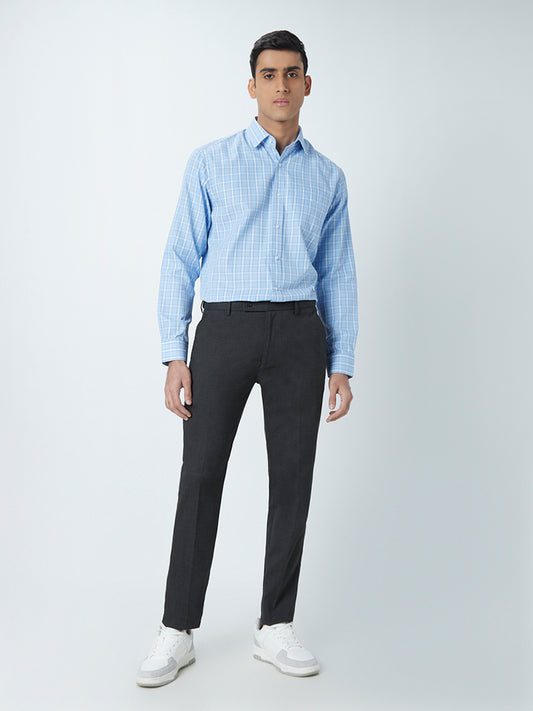 WES Formals Blue Checkered Relaxed-Fit Shirt