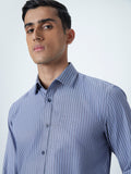 WES Formals Grey Striped Relaxed-Fit Shirt