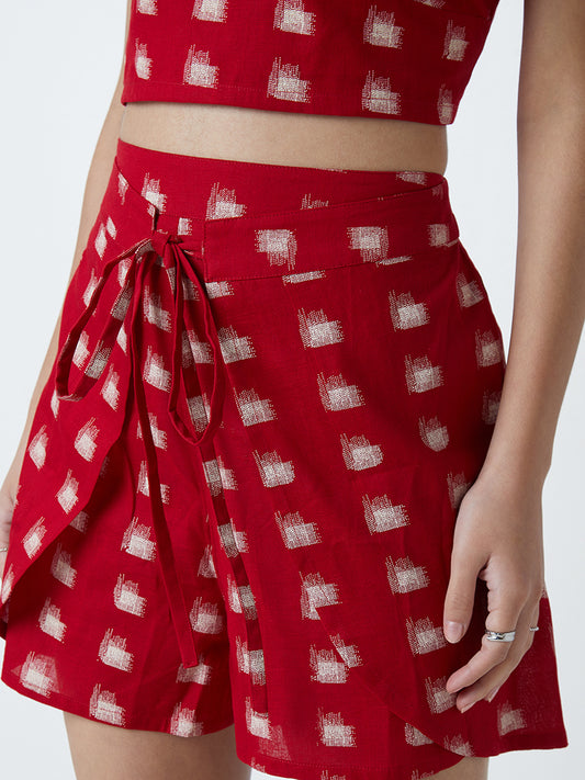 Bombay Paisley Red Printed Shorts