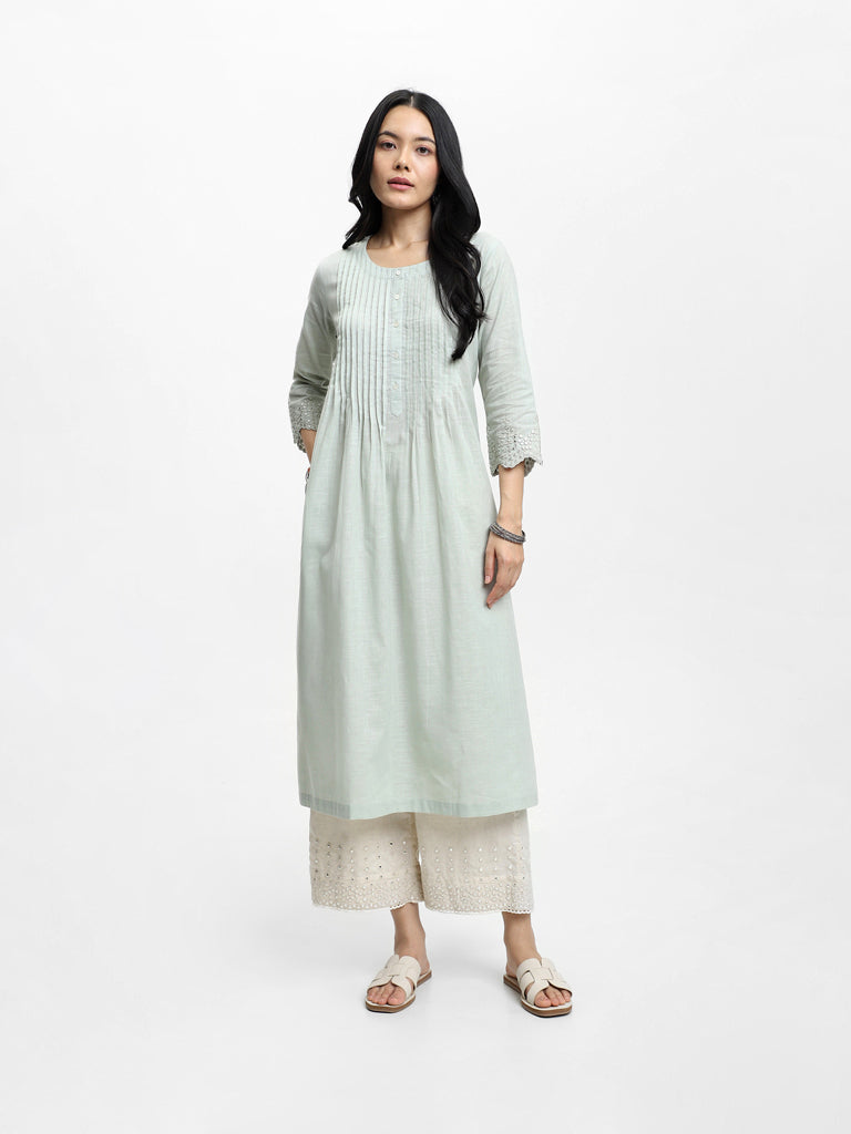 Shop Utsa Mustard-Colored Mirror Embroidered Kurta Online – Westside