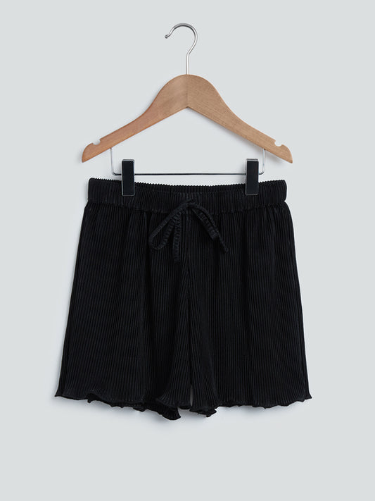 Y&F Kids Black Plisse Shorts