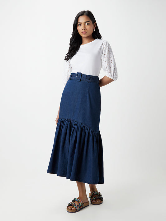 LOV Blue Denim Tiered Skirt