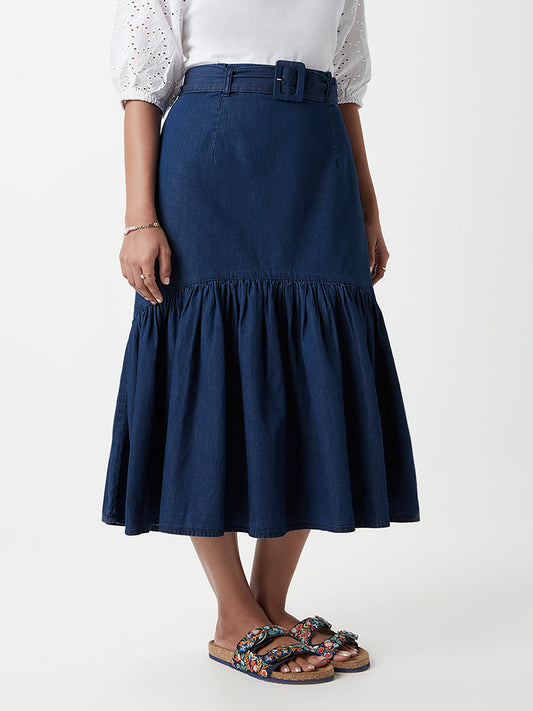 LOV Blue Denim Tiered Skirt