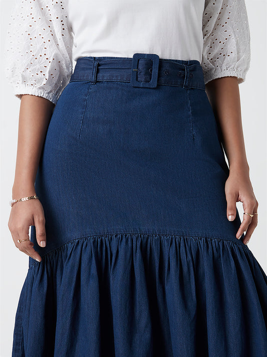 LOV Blue Denim Tiered Skirt