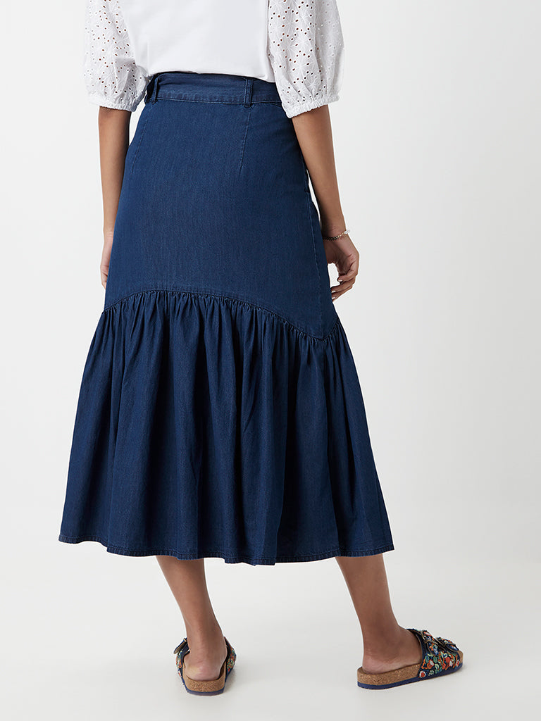 LOV Blue Denim Tiered Skirt