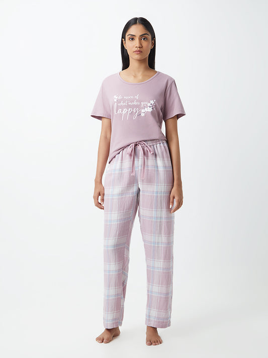 Wunderlove Mauve Checkered Pyjamas