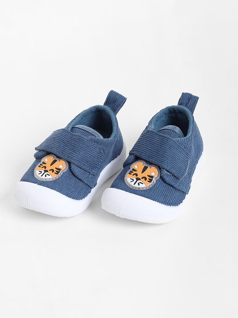 Yellow Navy-Colored Tiger Slip On Shoes