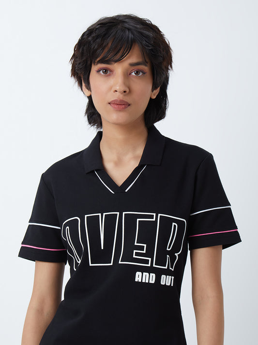Studiofit Black Text-Design Dress
