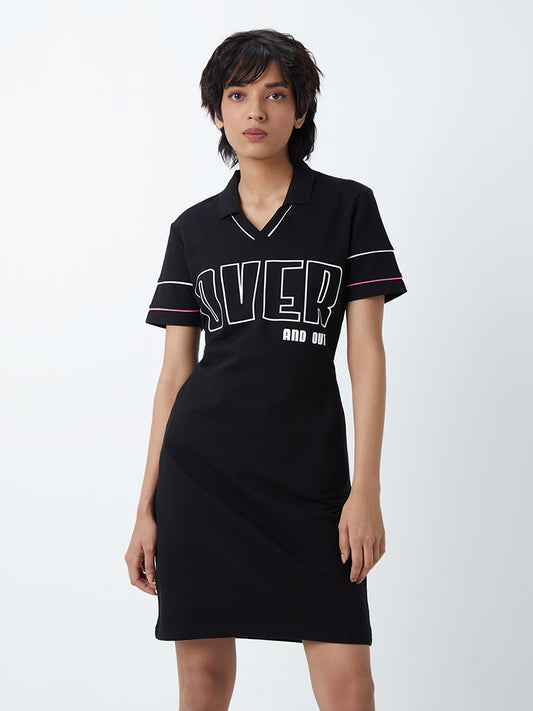 Studiofit Black Text-Design Dress