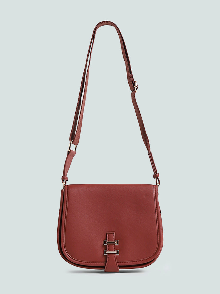 LOV Solid Rust-Colored Saddle Bag