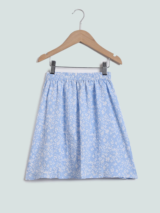 Y&F Printed Blue Skirt