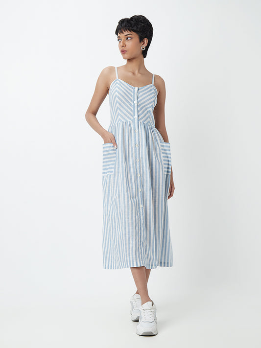 Bombay Paisley Light Blue Striped Dress