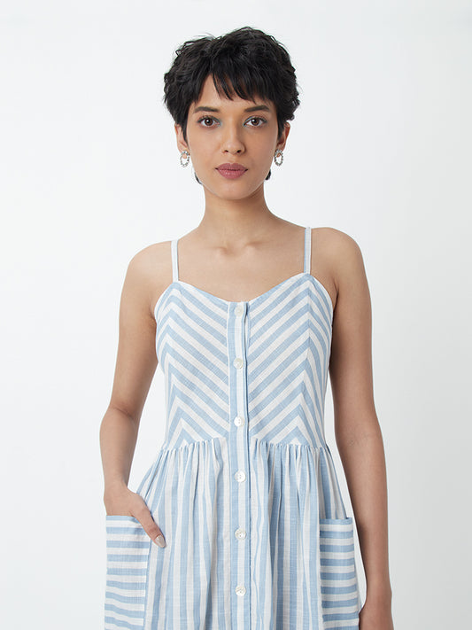 Bombay Paisley Light Blue Striped Dress