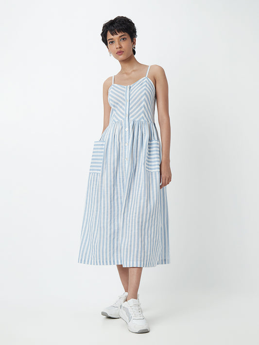 Bombay Paisley Light Blue Striped Dress