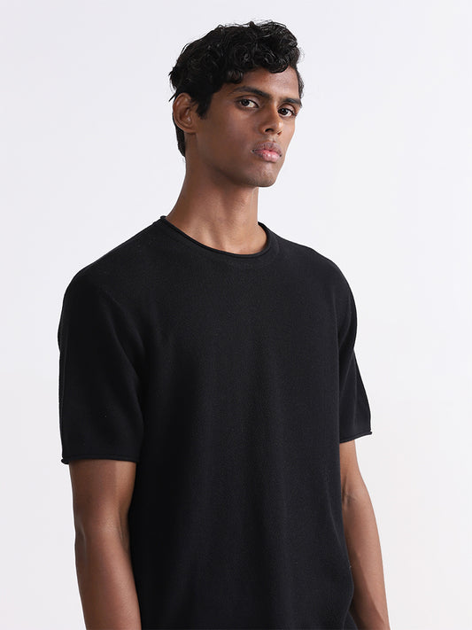 ETA Solid Black Slim Fit T-Shirt