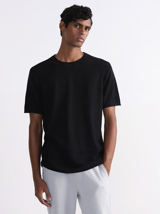 ETA Solid Black Slim Fit T-Shirt