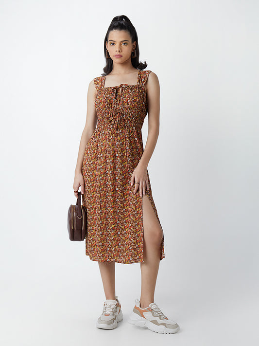 Nuon Brown Floral-Patterned Dress